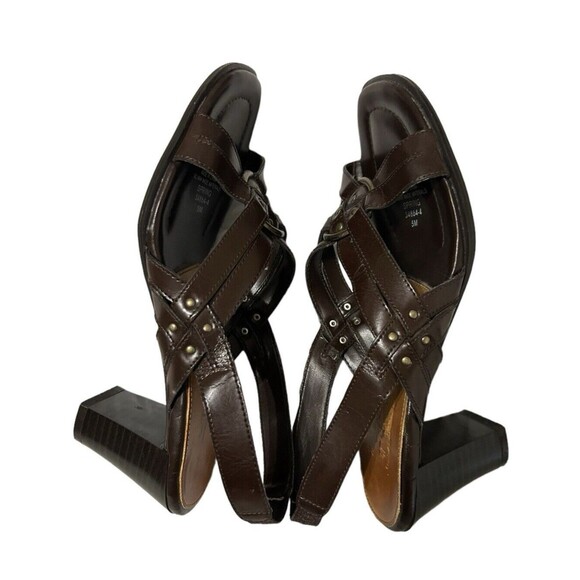 LifeStride Spring Leather Slingback Brown Heels Open Toes Sandals Y2K Sz 5M - Picture 6 of 11